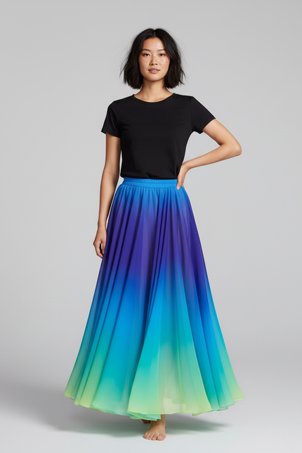 Jupe Longue Chiffon Dégradée Fluide