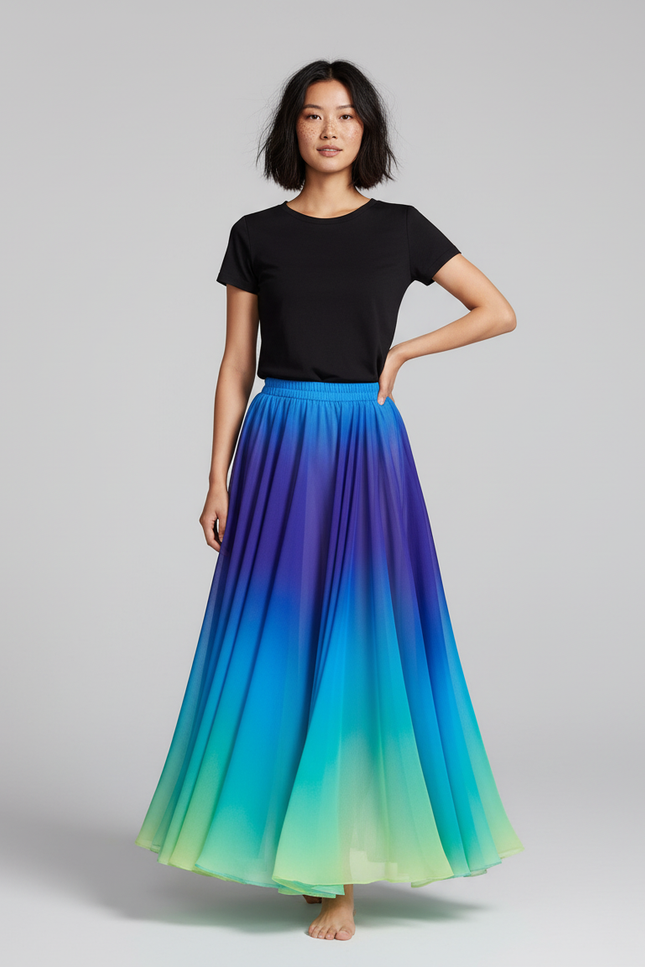 Jupe Longue Chiffon Dégradée Fluide