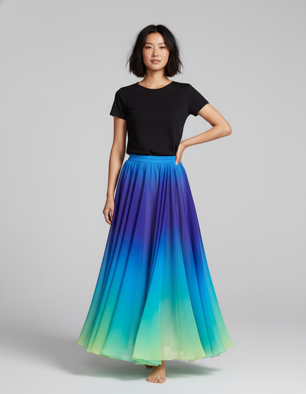 Jupe Longue Chiffon Dégradée Fluide