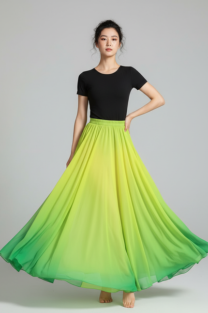 Jupe Longue Dégradé Vert Fluide