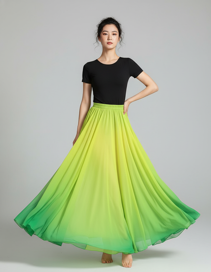 Jupe Longue Dégradé Vert Fluide