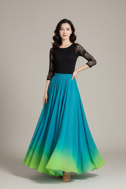 Jupe Longue Dégradé Fluide Élégante