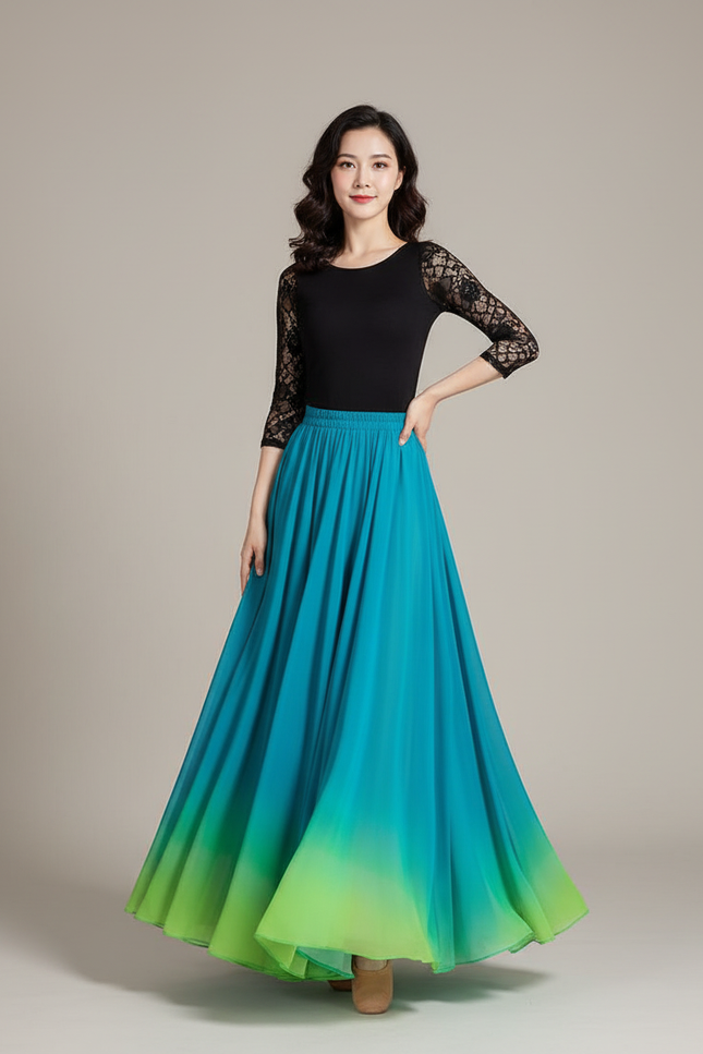 Jupe Longue Dégradé Fluide Élégante