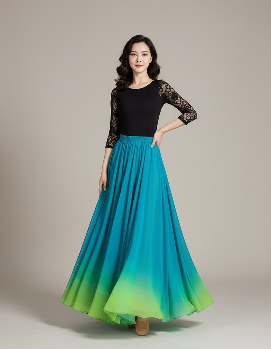 Jupe Longue Dégradé Fluide Élégante