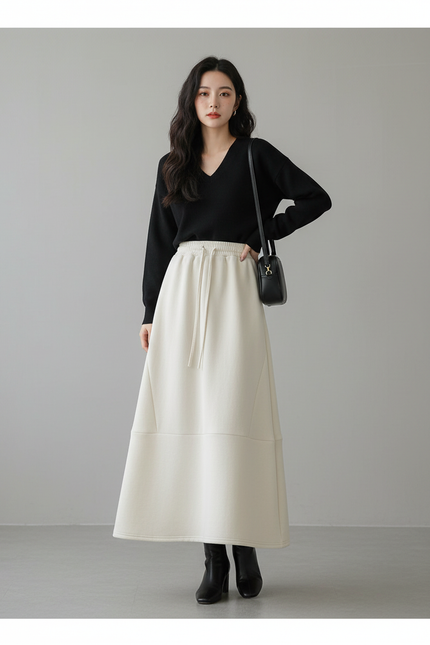 Jupe Longue Crème Épaisse Chic
