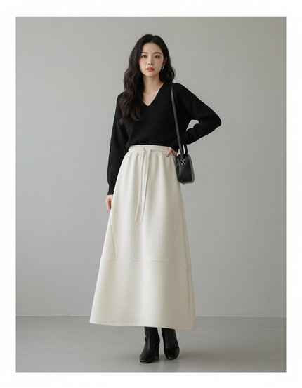 Jupe Longue Crème Épaisse Chic