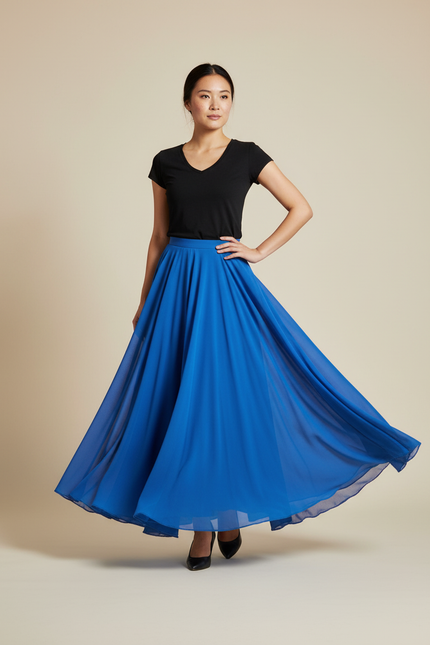 Jupe Longue Bleue Fluide Élégante