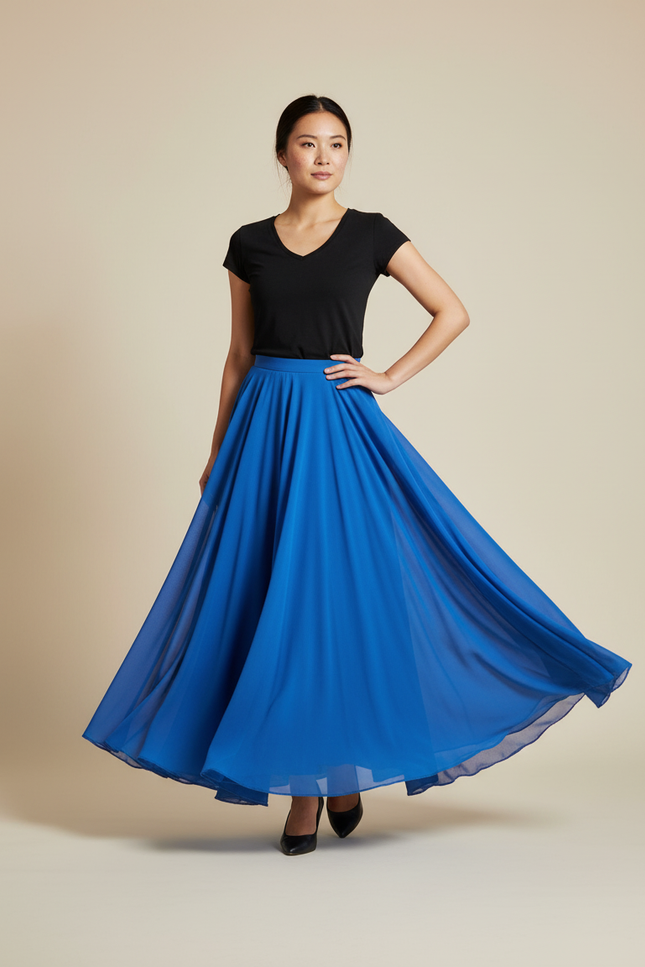 Jupe Longue Bleue Fluide Élégante