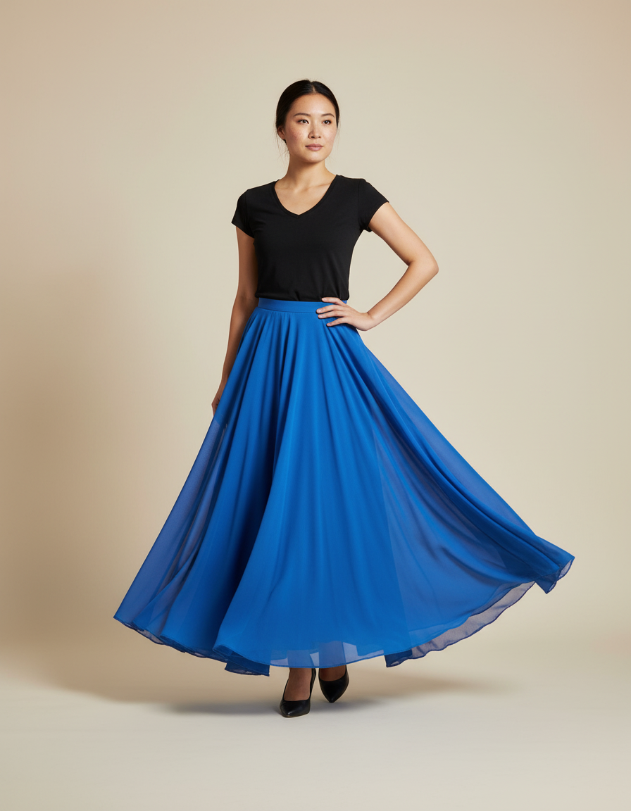 Jupe Longue Bleue Fluide Élégante