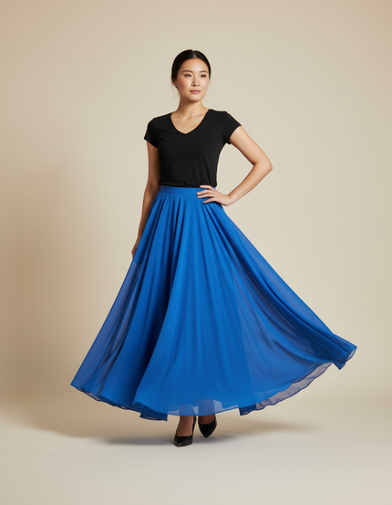 Jupe Longue Bleue Fluide Élégante