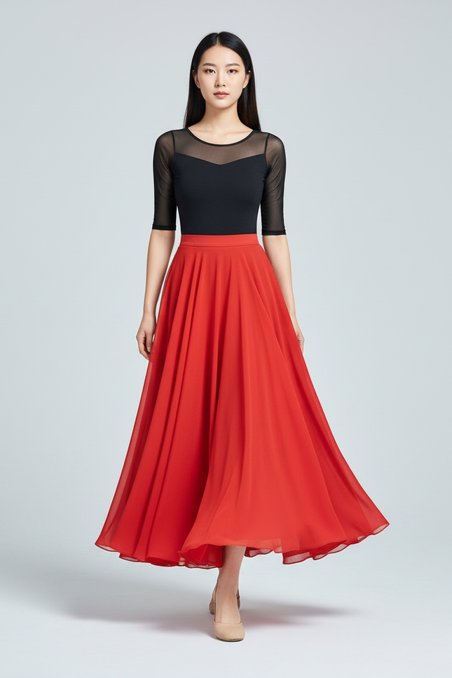 Jupe Longue Rouge Fluide Élégante