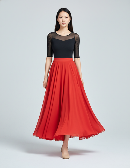 Jupe Longue Rouge Fluide Élégante