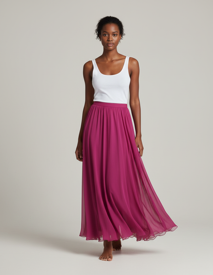 Jupe Longue Fuchsia Chiffon Fluide Élégante