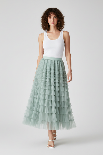 Jupe Longue Tulle Volants Élégante Romantique