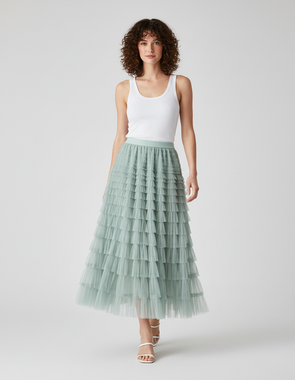 Jupe Longue Tulle Volants Élégante Romantique