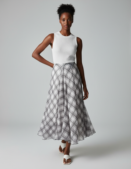 Jupe Longue À Carreaux Fluide