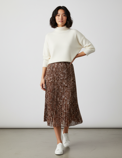 Jupe Longue Plissée Florale Fluide