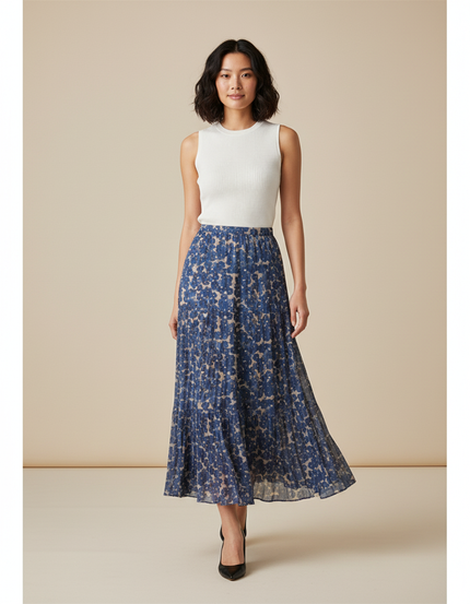 Jupe Longue Fleurie Plissée Fluide