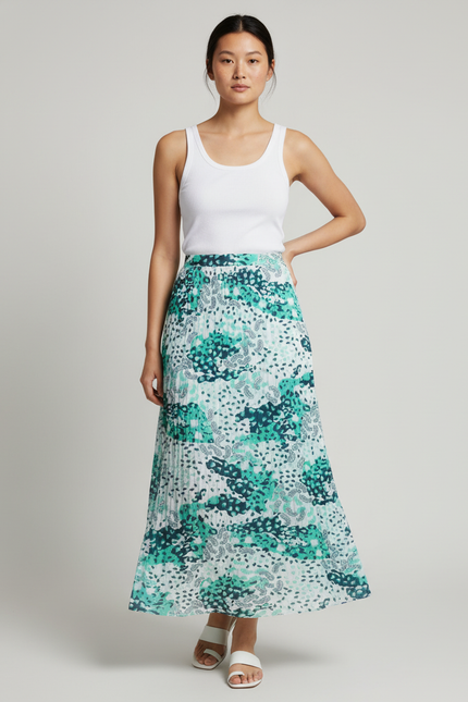 Jupe Longue Plissée Imprimée Fluide Mode Femme