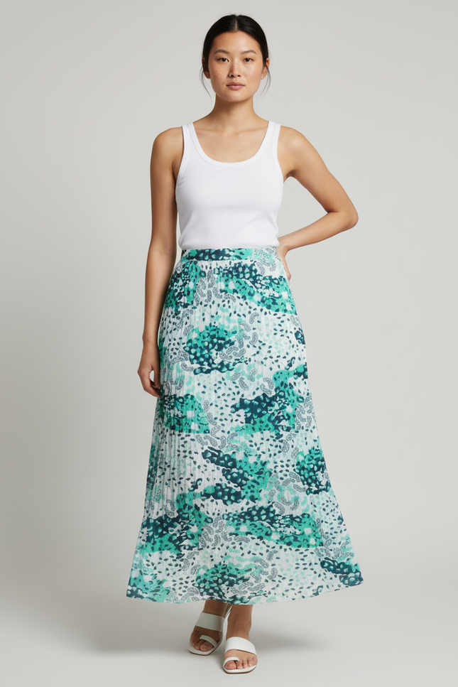 Jupe Longue Plissée Imprimée Fluide Mode Femme