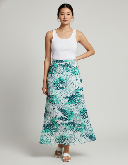 Jupe Longue Plissée Imprimée Fluide Mode Femme