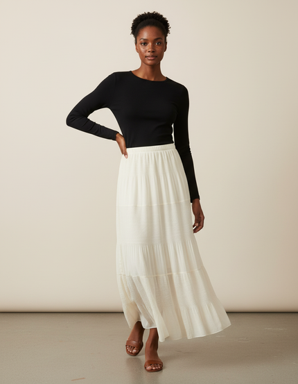 Jupe Longue Blanche Fluide Plissée