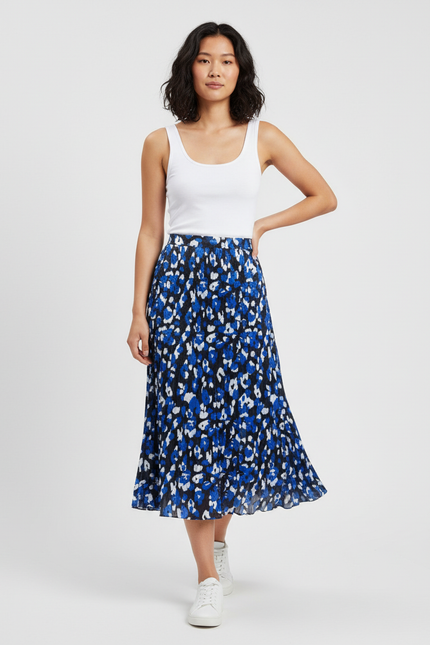 Jupe Longue Plissée Imprimée Fluide Mode Chic