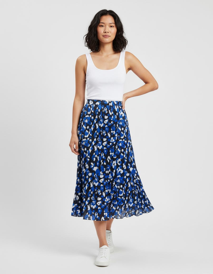 Jupe Longue Plissée Imprimée Fluide Mode Chic