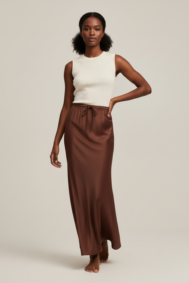Jupe Longue Marron Chocolat