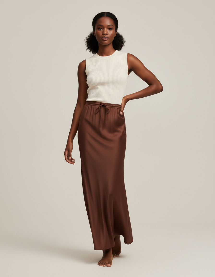 Jupe Longue Marron Chocolat