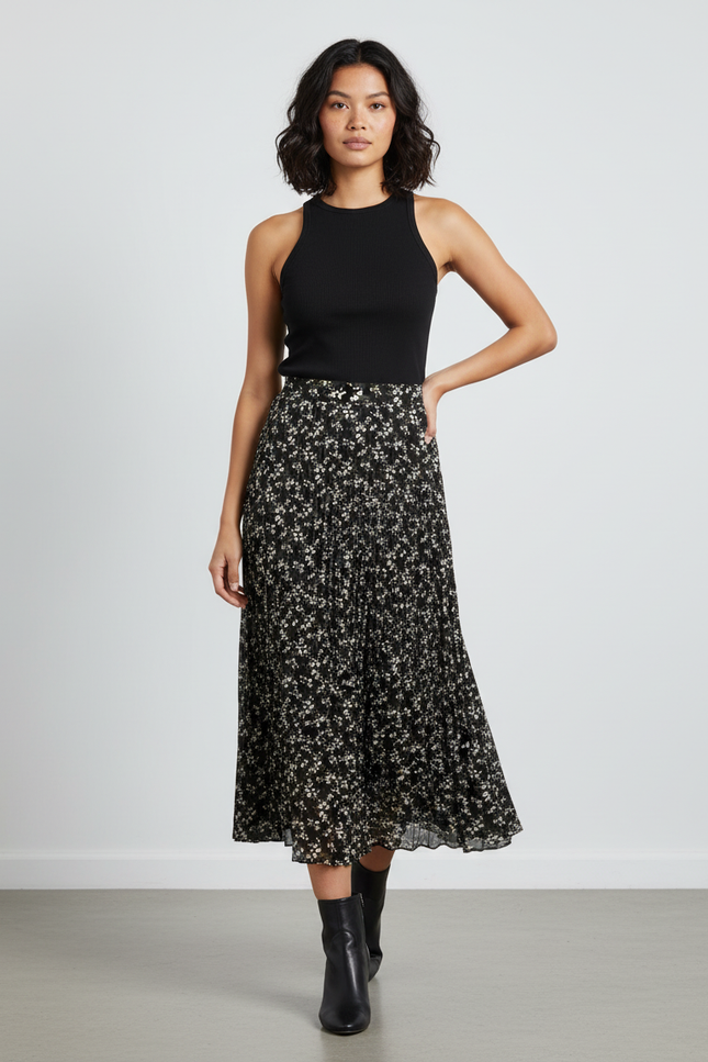 Jupe Longue Plissée Florale Fluide Mode