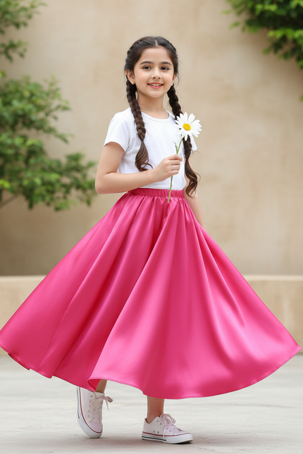 Jupe Longue Fuchsia Satinée Fluide