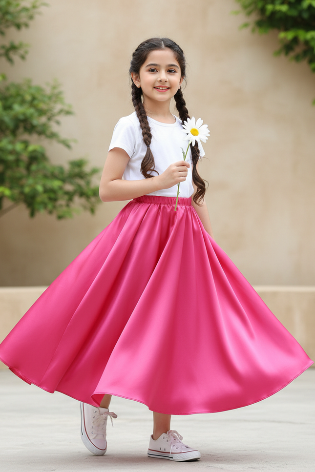 Jupe Longue Fuchsia Satinée Fluide