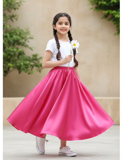 Jupe Longue Fuchsia Satinée Fluide