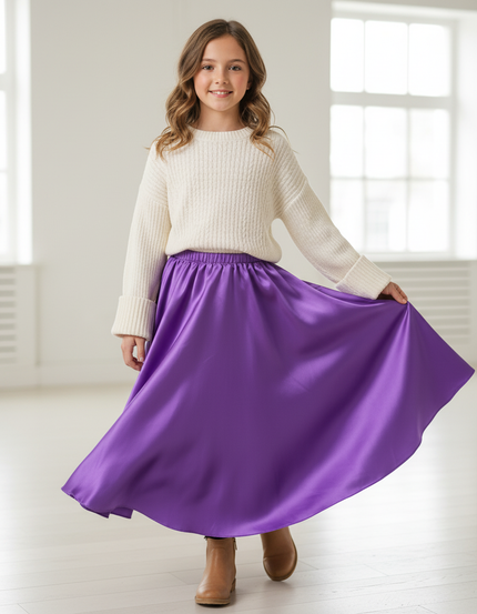 Jupe Longue Violette Satinée Fluide