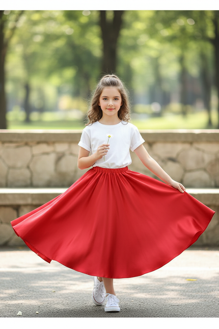 Jupe Longue Rouge Satinée Fluide