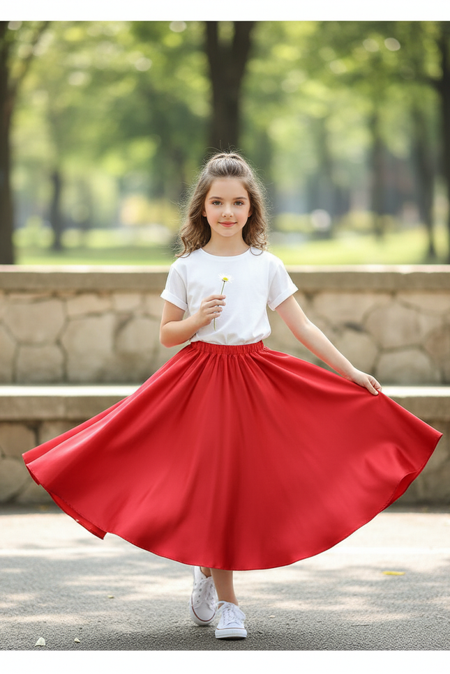 Jupe Longue Rouge Satinée Fluide