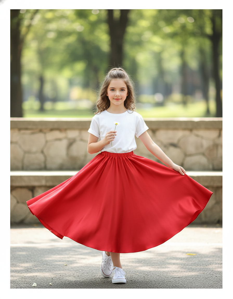 Jupe Longue Rouge Satinée Fluide