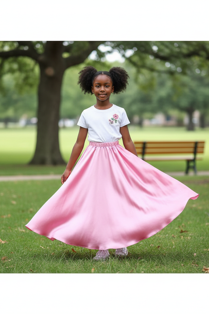 Jupe Longue Rose Satinée Fluide