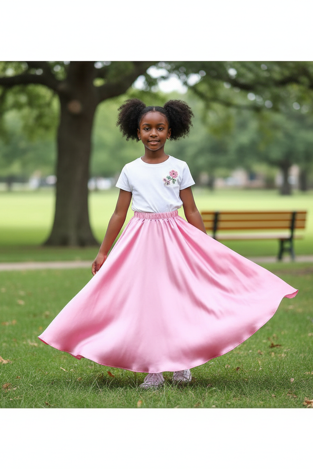 Jupe Longue Rose Satinée Fluide