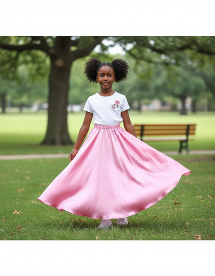 Jupe Longue Rose Satinée Fluide