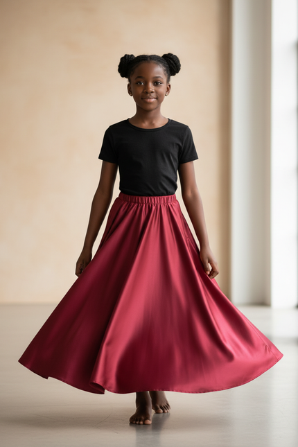 Jupe Longue Rouge Satinée Fluide Femme