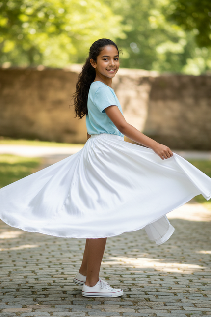 Jupe Longue Blanche Satin Fluide