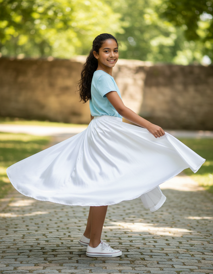 Jupe Longue Blanche Satin Fluide