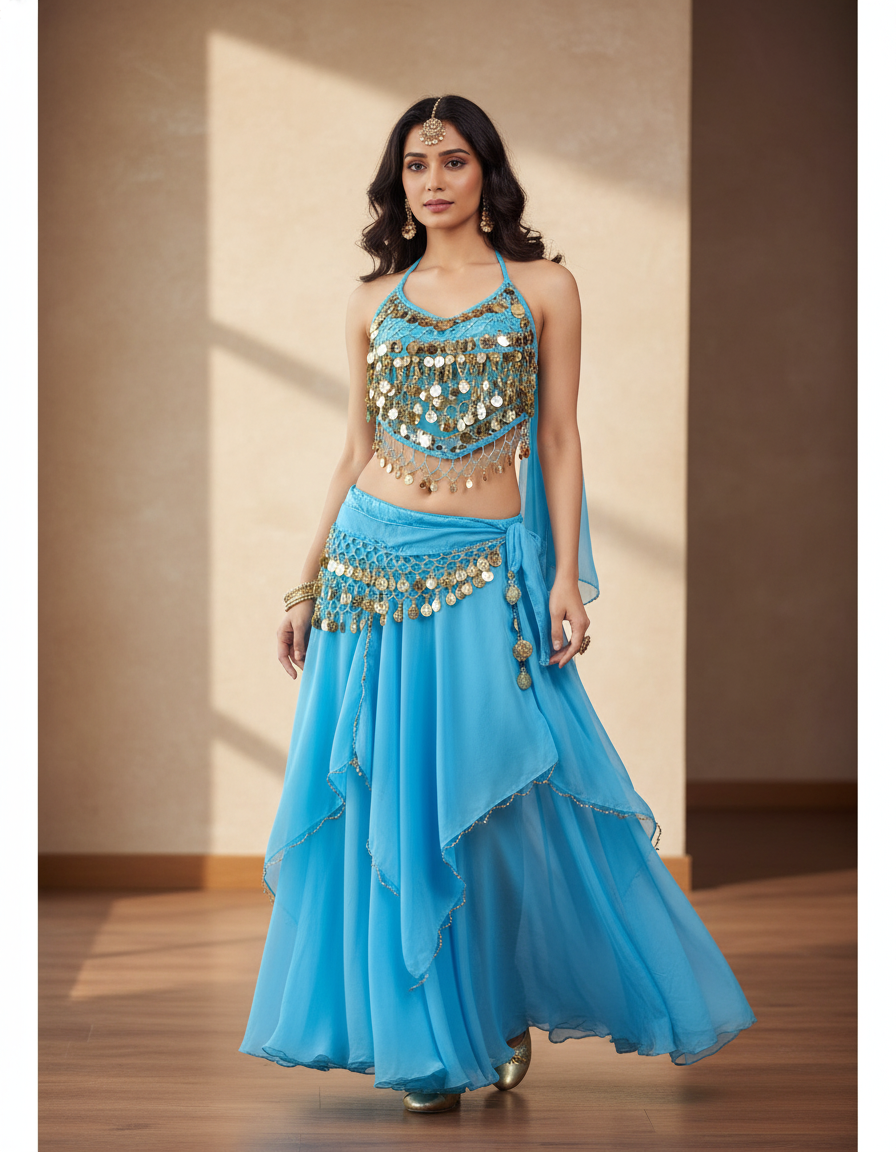 Jupe Longue Bleue Ciel Superposée Fluide