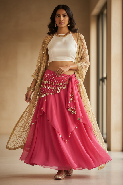 Jupe Longue Rose Fuchsia Fluide Bohème