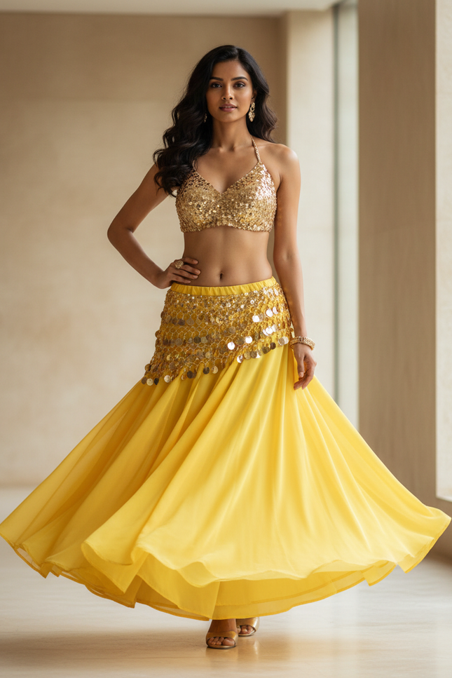 Jupe Longue Jaune Ample Fluide