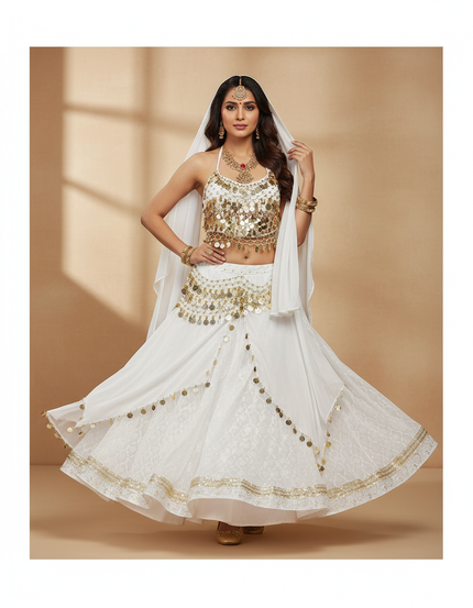 Jupe Longue Blanche Dentelle Fluide Mariage Femme