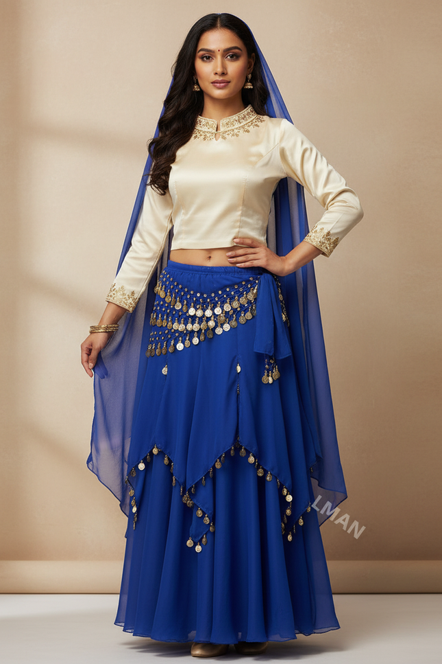 Jupe Longue Bleue Fluide