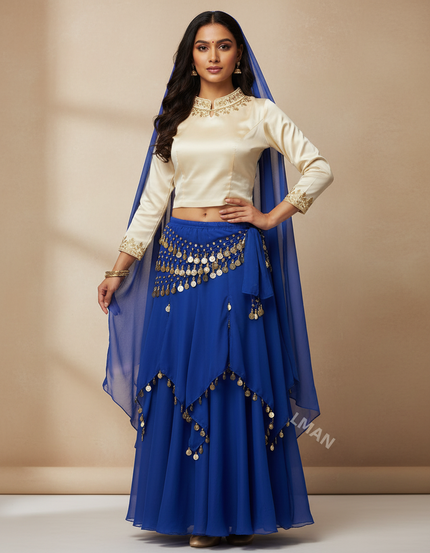 Jupe Longue Bleue Fluide